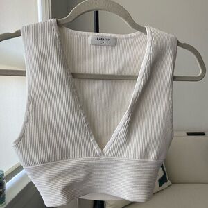 Aritzia White Ribbed Crop Top
